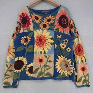 Vintage Sunflower Floral 3D Knit Spring Cottagecore Sweater From Northern Isles